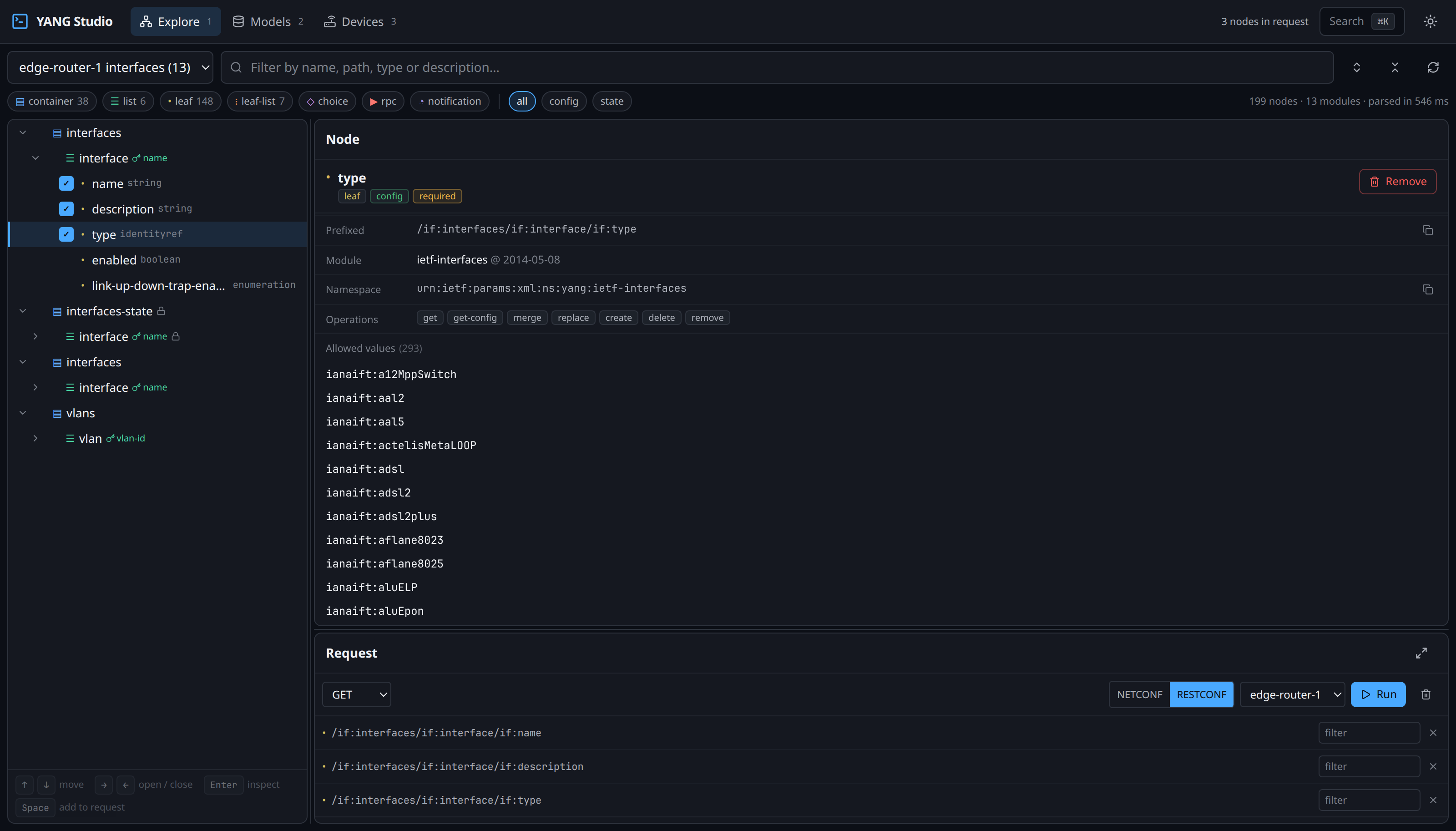 An identityref resolves through the whole identity hierarchy, not one level.